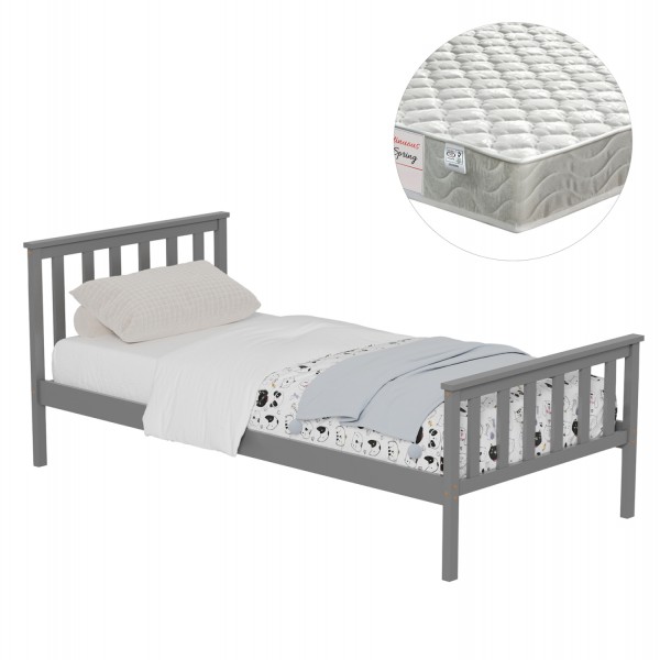 ΚΡΕΒΑΤΙ ΠΑΙΔΙΚΟ ΜΕ ΣΤΡΩΜΑ GIMLY HM21300.02 ΞΥΛΟ ΠΕΥΚΟΥ ΣΕ ΓΚΡΙ- ΓΙΑ ΣΤΡΩΜΑ 90x190εκ