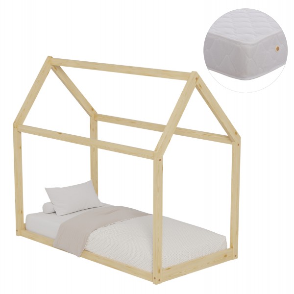 ΚΡΕΒΑΤΙ ΠΑΙΔΙΚΟ ΜΕ ΣΤΡΩΜΑ PEPE HM21303 ΞΥΛΟ ΠΕΥΚΟΥ ΣΕ ΦΥΣΙΚΟ--ΣΤΡΩΜΑ 70x140εκ