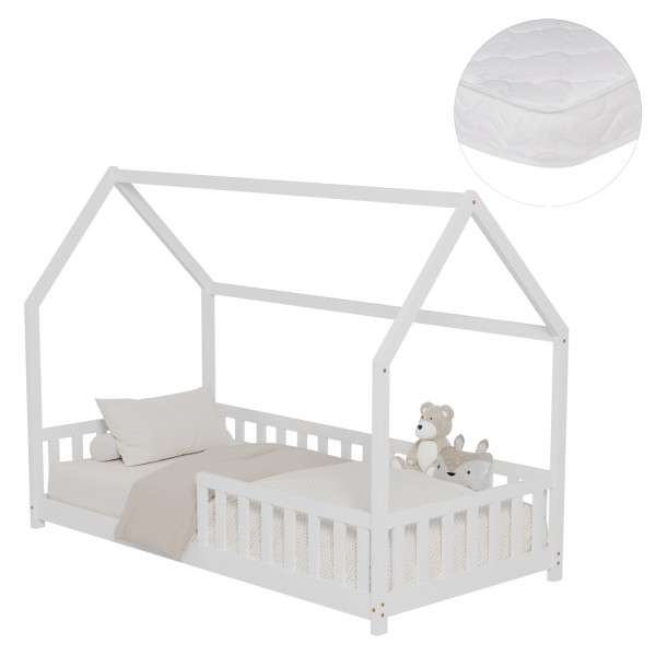 ΚΡΕΒΑΤΙ ΠΑΙΔΙΚΟ ΜΕ ΣΤΡΩΜΑ PHYLLIS HM21304.01 ΞΥΛΟ ΠΕΥΚΟΥ ΣΕ ΛΕΥΚΟ--ΣΤΡΩΜΑ 90x190εκ