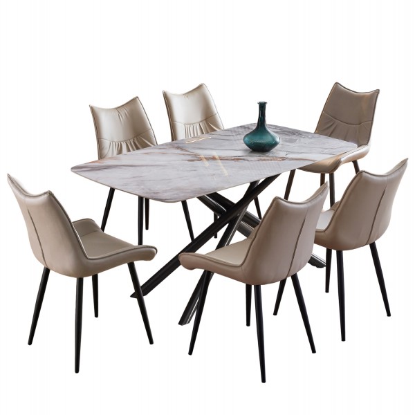 ΣΕΤ ΤΡΑΠΕΖΑΡΙΑΣ 7ΤΜΧ ISKA HM21363 ΚΕΡΑΜΙΚΟ TOP/ΜΕΤΑΛ. ΠΟΔΙΑ--PU ΜΠΕΖ/ΜΕΤΑΛ.ΠΟΔΙΑ