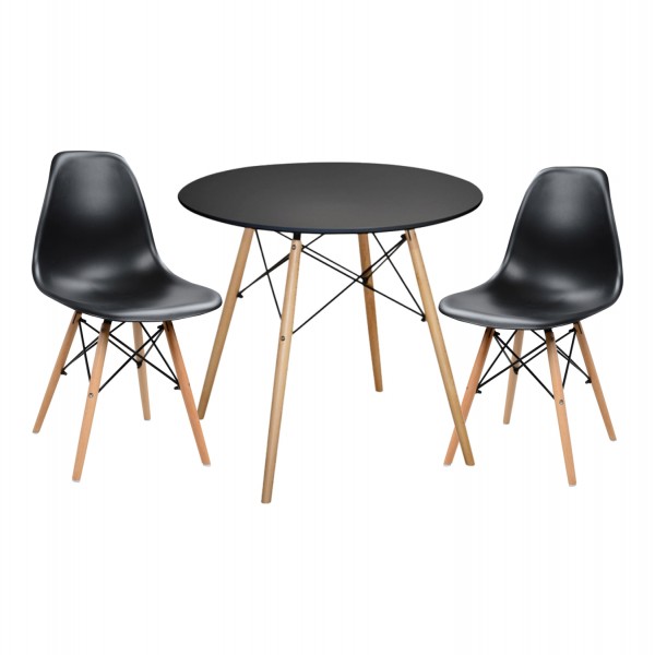 ΣΕΤ ΤΡΑΠΕΖΑΡΙΑΣ 3ΤΜΧ TWIST HM21373 ΣΤΡΟΓΓΥΛΟ ΤΡΑΠΕΖΙ Φ80 & 2 ΚΑΡΕΚΛΕΣ ΣΕ ΜΑΥΡΟ