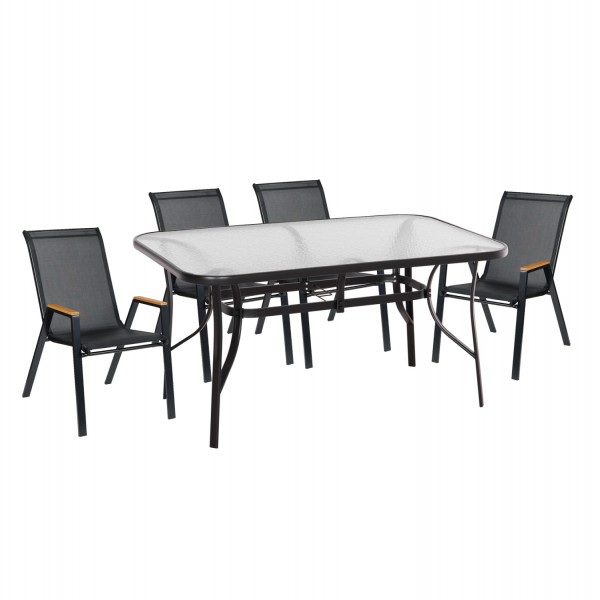 ΣΕΤ ΤΡΑΠΕΖΑΡΙΑΣ 5ΤΜΧ BRUNO HM10729.03 ΚΑΡΕΚΛΕΣ ΜΕΤΑΛΛΙΚΕΣ & ΤΡΑΠΕΖΙ 150x90εκ ΜΑΥΡΟ