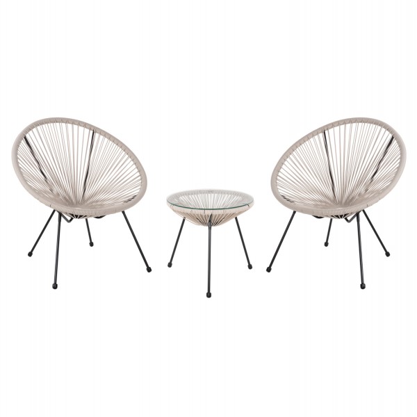 ΣΕΤ ΕΞΩΤΕΡΙΚΟΥ ΧΩΡΟΥ 3ΤΜΧ ACAPULCO HM11861.03 P.E.RATTAN ΕΚΡΟΥ-ΜΕΤΑΛΛΟ ΣΕ ΜΑΥΡΟ