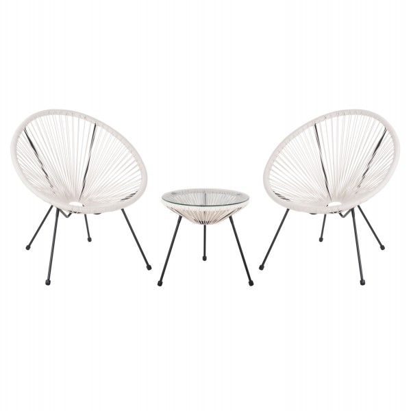ΣΕΤ ΕΞΩΤΕΡΙΚΟΥ ΧΩΡΟΥ 3ΤΜΧ ACAPULCO HM11861.12 P.E.RATTAN ΛΕΥΚΟ-ΜΕΤΑΛΛΟ ΣΕ ΜΑΥΡΟ