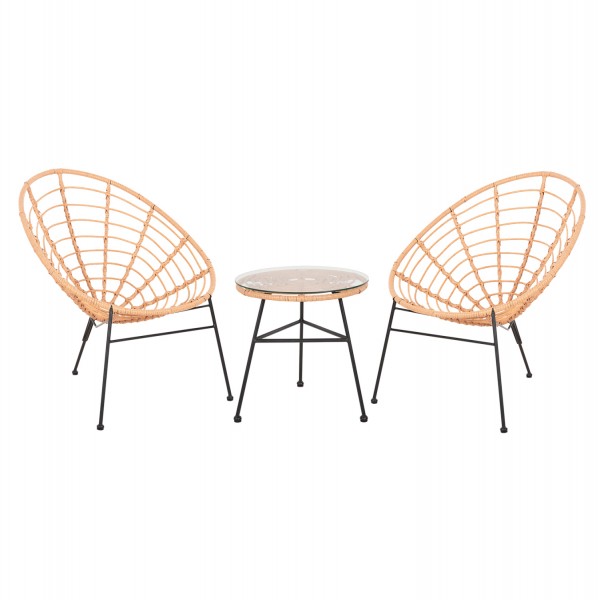 ΣΕΤ ΕΞΩΤΕΡΙΚΟΥ ΧΩΡΟΥ 3ΤΜΧ ALLEGRA HM21047.11 ΜΠΕΖ ΣΥΝΘ.RATTAN-ΜΕΤΑΛΛΟ ΣΕ ΜΑΥΡΟ