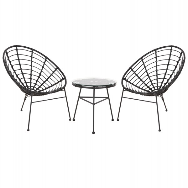 ΣΕΤ ΕΞΩΤΕΡΙΚΟΥ ΧΩΡΟΥ 3ΤΜΧ ALLEGRA HM21047.12 ΜΑΥΡΟ ΣΥΝΘ.RATTAN & ΜΕΤΑΛΛΟ