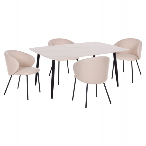 ΣΕΤ ΤΡΑΠΕΖΑΡΙΑΣ 5ΤΜΧ RAVEN HM21069.01 ΚΕΡΑΜΙΚΟ TOP ΛΕΥΚΟ ΜΑΡΜΑΡΟ & 4 ΚΑΡΕΚΛΕΣ