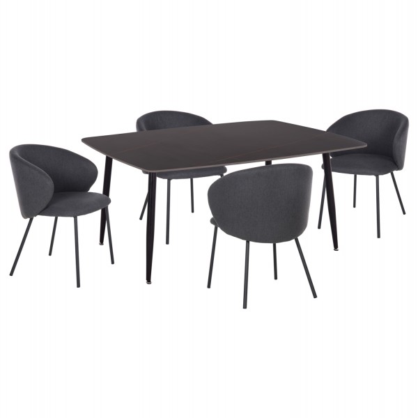 ΣΕΤ ΤΡΑΠΕΖΑΡΙΑΣ 5ΤΜΧ RAVEN HM21069.02 ΚΕΡΑΜΙΚΟ TOP ΜΑΥΡΟ ΜΑΡΜΑΡΟ & 4 ΚΑΡΕΚΛΕΣ