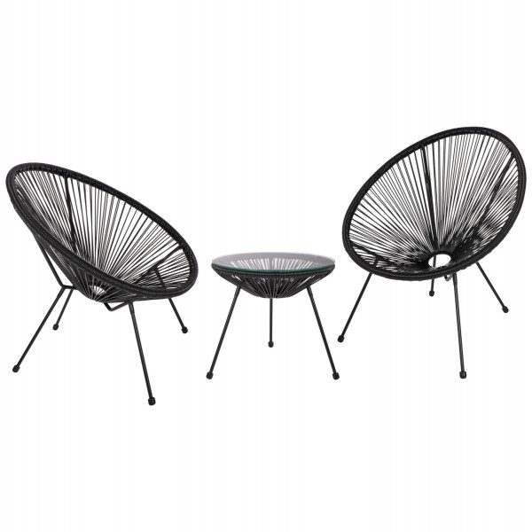 ΣΕΤ ΕΞΩΤΕΡΙΚΟΥ ΧΩΡΟΥ 3ΤΜΧ ACAPULCO HM21101 TWISTED WICKER-ΜΕΤΑΛΛΟ ΣΕ ΜΑΥΡΟ 9996871