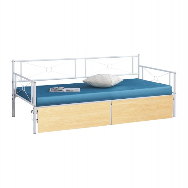 ΚΡΕΒΑΤΙ-ΚΑΝΑΠΕΣ BERNIE HM21121.02 ΛΕΥΚΟ ΜΕΤΑΛΛΟ & SONAMA ΣΥΡΤΑΡΙΑ- ΓΙΑ 190x90εκ.