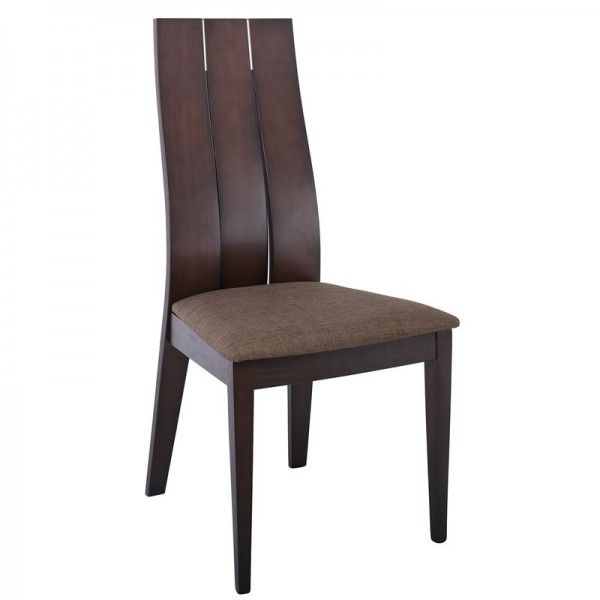 SAMBER Καρέκλα, 50x57x101cm Οξιά Καρυδί Burn Beech, Ύφασμα Καφέ Ε7867,1