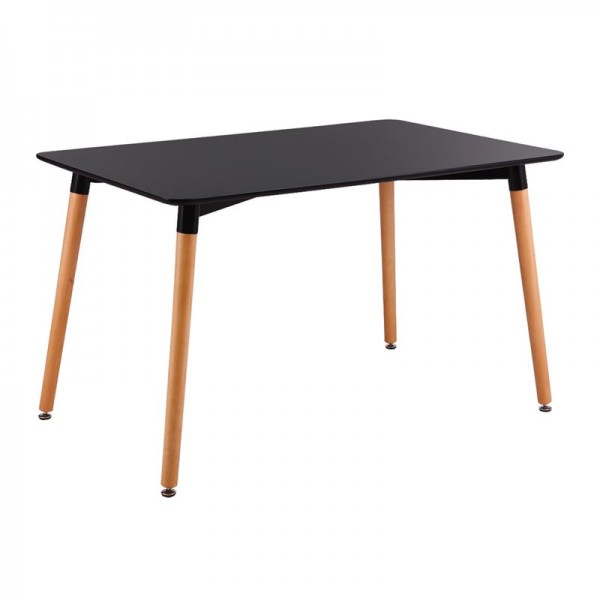ART Τραπέζι Τραπεζαρίας Κουζίνας, Μαύρο MDF, 120x80x73cm Πόδια Οξιά Φυσικό Ε7088,2