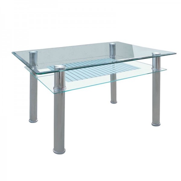 VERON Τραπέζι Τραπεζαρίας Κουζίνας 90x60x75cm Inox - Γυαλί ΕΜ701