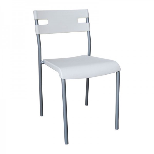 SWIFT Καρέκλα Στοιβαζόμενη 42x46x77cm Μέταλλο Βαφή Silver, PP Άσπρο ΕΜ912,1
