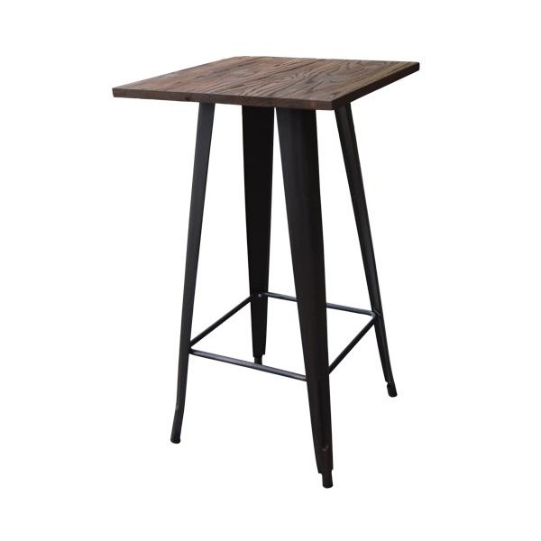 RELIX Wood Dark Oak Τραπέζι BAR 60x60x104cm Μέταλλο Βαφή Antique Black Ε5197,10