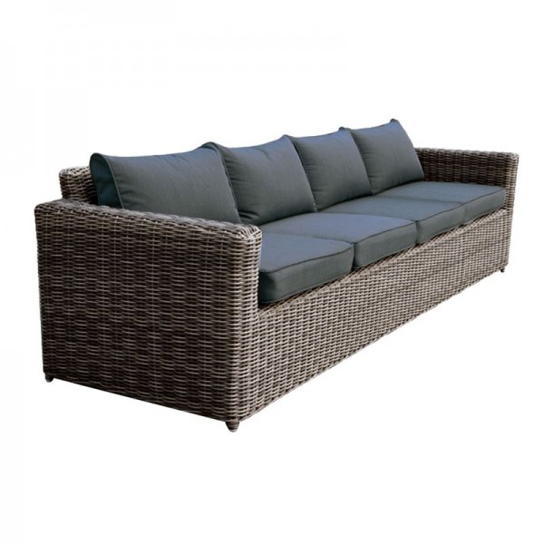 ARIZONA 4Θέσιος Καναπές Κήπου ALU, 252x77x73cm 4mm Half-Round Wicker Grey Brown, Μαξιλάρια Ανθρακί Ε6734,5