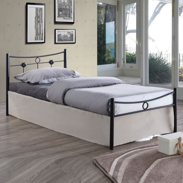 DUGAN Κρεβάτι Μονό 96x205x83cm, για Στρώμα 90x200cm, Μέταλλο Βαφή Μαύρο Ε8068