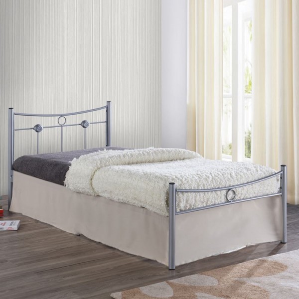 DUGAN Κρεβάτι Μονό 96x205x83cm, για Στρώμα 90x200cm, Μέταλλο Βαφή Silver Ε8068,1