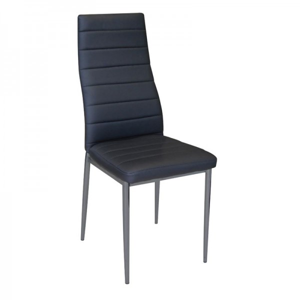 JETTA Καρέκλα Tραπεζαρίας Κουζίνας, 40x50x95cm Μέταλλο Βαφή Γκρι, Pvc Μαύρο ( Συσκ.6 ) ΕΜ966,36