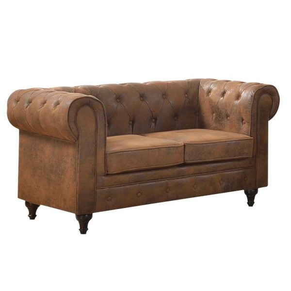 CHESTERFIELD Kαναπές 2Θέσιος Σαλονιού - Καθιστικού, 150x82x77cm Ύφασμα Απόχρωση Καφέ Camel Ε942,2