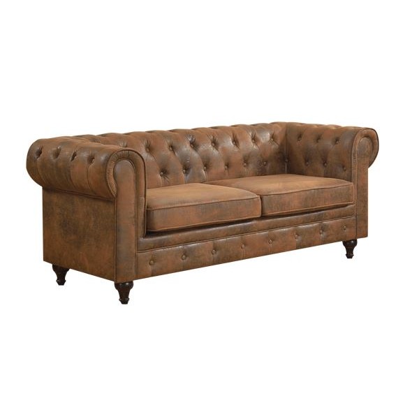 CHESTERFIELD Kαναπές 3Θέσιος Σαλονιού - Καθιστικού, 190x82x77cm Ύφασμα Απόχρωση Καφέ Camel Ε942,3