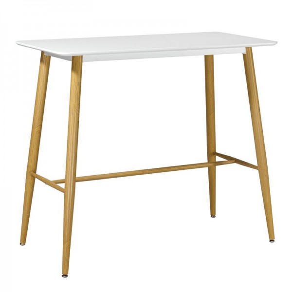 LAVIDA Τραπέζι BAR 120x60x106cm Μέταλλο Βαφή Φυσικό, Άσπρο MDF ΕΜ154,1