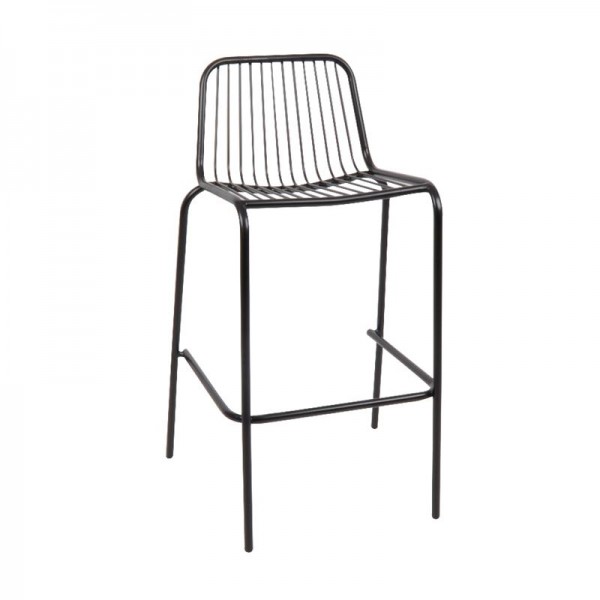 NEXUS Σκαμπό Bar με Πλάτη 47x51x75/98cm Στοιβαζόμενο, Μέταλλο Βαφή Μαύρο Ε521