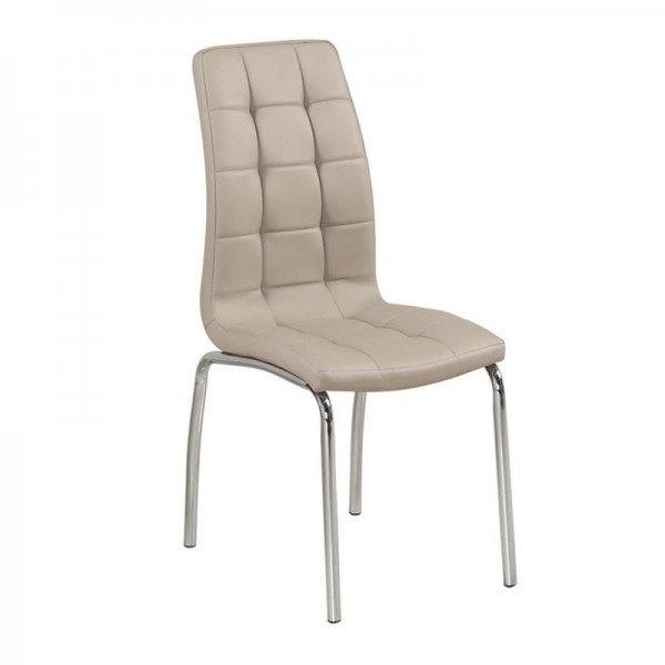 MELVA Καρέκλα Τραπεζαρίας - Κουζίνας, 42x56x96cm Μέταλλο Χρώμιο, PU Cappuccino ΕΜ942,3