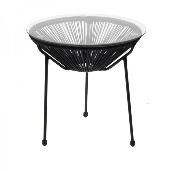 ACAPULCO Τραπεζάκι Μέταλλο Βαφή Μαύρο, Φ50cm H.50cm Rattan Μαύρο Ε246,2