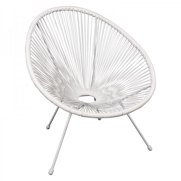 ACAPULCO Πολυθρόνα Μέταλλο Βαφή Άσπρο, 73x76x89cm Rattan Άσπρο Ε245,Α1