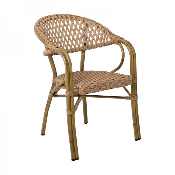 VEGERA Rattan Πολυθρόνα Dining Αλουμίνιο, 57x59x84cm Wicker Φυσικό Ε2580