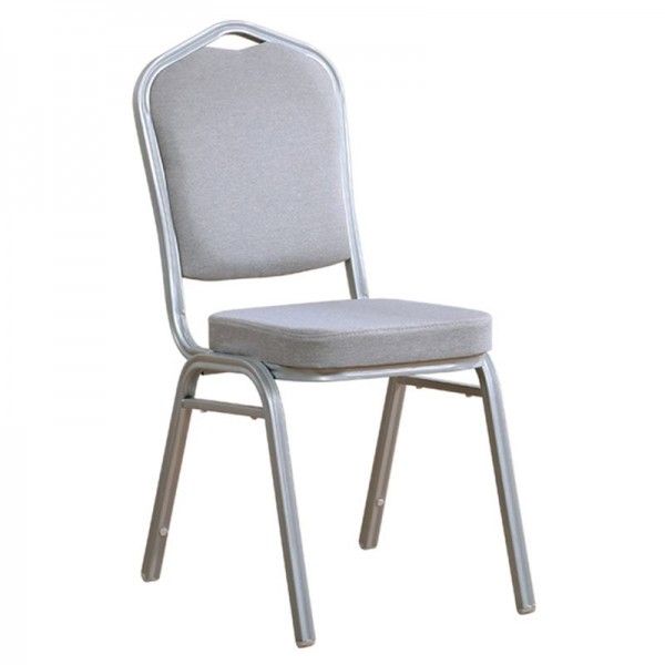 HILTON Καρέκλα Μέταλλο Βαφή Silver, 44x55x93cm Ύφασμα Γκρι ΕΜ513,8