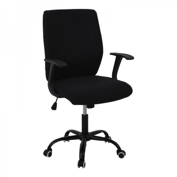 BF3900 Πολυθρόνα Γραφείου 61x57x94/104cm Βάση Μέταλλο Βαφή Μαύρo Ύφασμα Μαύρο