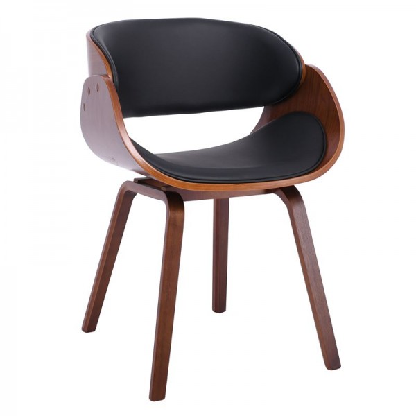 JOY-W Πολυθρόνα Τραπεζαρίας Καρυδί, 57x55x80cm Pu Μαύρο Ε7512,1W