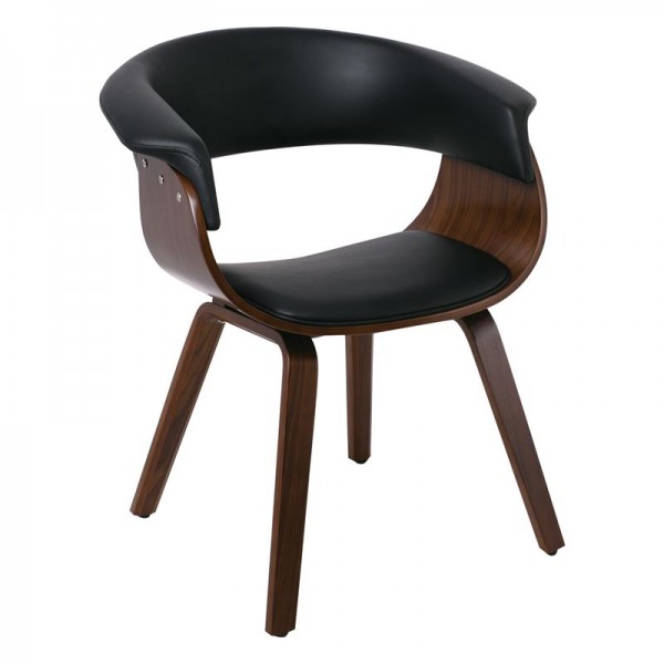 HERMAN Πολυθρόνα 68x56x77cm Καρυδί - Pu Μαύρο Ε7514,1