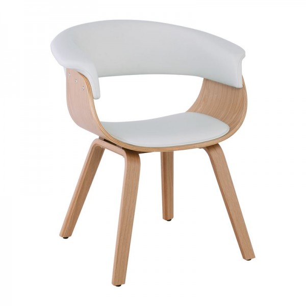 HERMAN Πολυθρόνα 68x56x77cm Φυσικό - Pu Άσπρο Ε7514,2