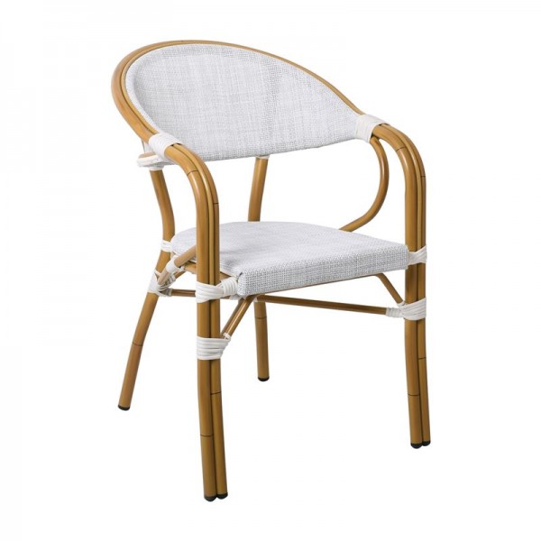 VEGERA Πολυθρόνα Dining 57x58x83cm Αλουμίνιο Βαφή Φυσικό Textilene Εκρού Ε258,13
