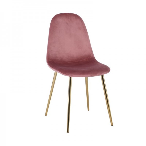 CELINA Καρέκλα 45x54x85cm Χρώμιο Χρυσό, Velure Antique Pink ΕΜ907,2GV