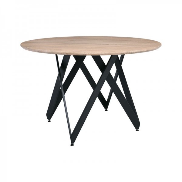 ROD Τραπέζι Τραπεζαρίας Κουζίνας, Φ120cm H.75cm Μέταλλο Βαφή Μαύρο Sonoma ΕΜ859