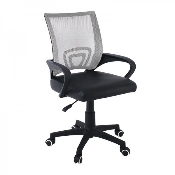 BF2101-P Πολυθρόνα Γραφείου χωρίς Ανάκλιση 57x53x90/100cm Mesh Γκρι - Μαύρο Pu ΕΟ254,1PC