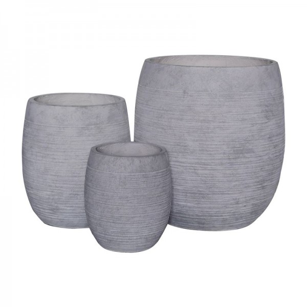 FLOWER POT-8  Set 3 τεμαχίων, Απόχρωση Light Grey Wash Ε6307,S