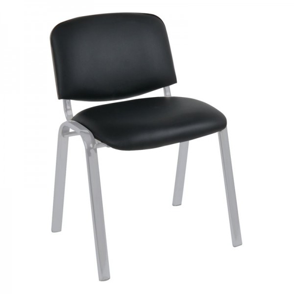 SIGMA Καρέκλα Στοιβαζόμενη 55x60x79cm Γραφείου Επισκέπτη, Μέταλλο Βαφή Silver, PVC Μαύρο ΕΟ550,12W