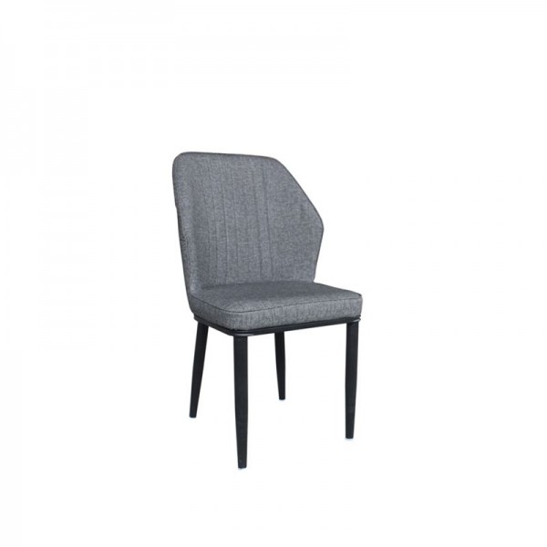 DELUX *Unpacked* Καρέκλα Μέταλλο Βαφή Μαύρο, Linen PU Ανθρακί
