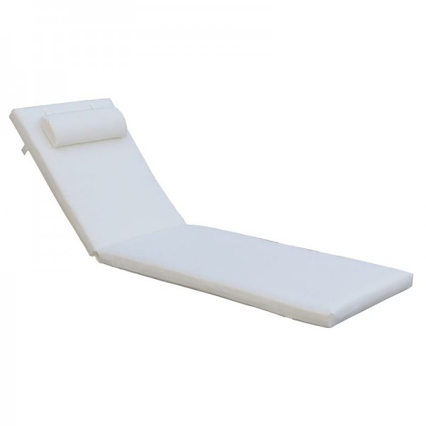 SUNLOUNGER Μαξιλάρι Ξαπλώστρας με Προσκέφαλο,  Ύφασμα Εκρού, 196(78+118)x60x7cm Foam+Polyester Φερμουάρ-Velcro Ε2014,1