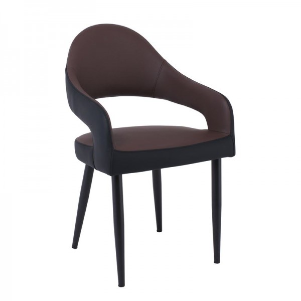 MODUS Πολυθρόνα Μέταλλο Βαφή Μαύρο, 55x58x88cm Pu Σκούρο Καφέ-Μαύρο ΕΜ176,1