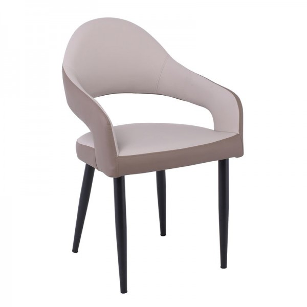 MODUS Πολυθρόνα Μέταλλο Βαφή Μαύρο, 55x58x88cm Pu Ανοιχτό-Σκούρο Cappuccino ΕΜ176,3