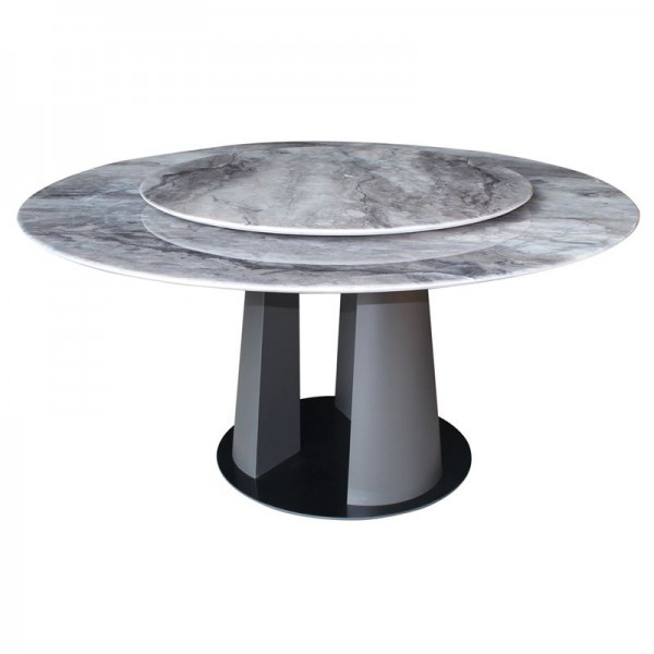 LAZY SUSAN Τραπέζι με κεντρική Περιστρεφόμενη επιφάνεια, Φ150-95x76cm Βάση Μέταλλο-Επιφάνεια Μάρμαρο ΕΜ784,1