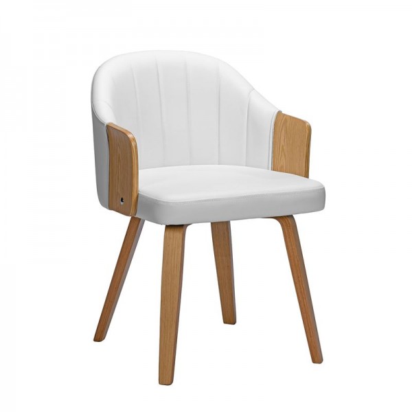 ENZO Πολυθρόνα Τραπεζαρίας  55x58x78cm Φυσικό, Pu Άσπρο Ε7518,2
