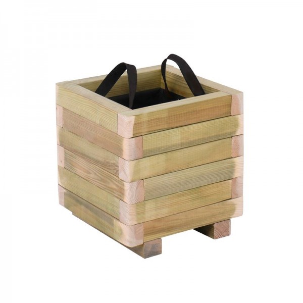 FLOWER POT WOOD Γλάστρα, Εμποτισμού Pine, Απόχρωση Φυσικό, 40x40x36cm Ε2231
