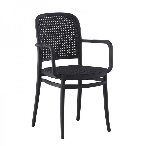 FLORENCE Πολυθρόνα PP Μαύρο, 54x54x84cm PP Rattan Μαύρο, Στοιβαζόμενη Ε387,30